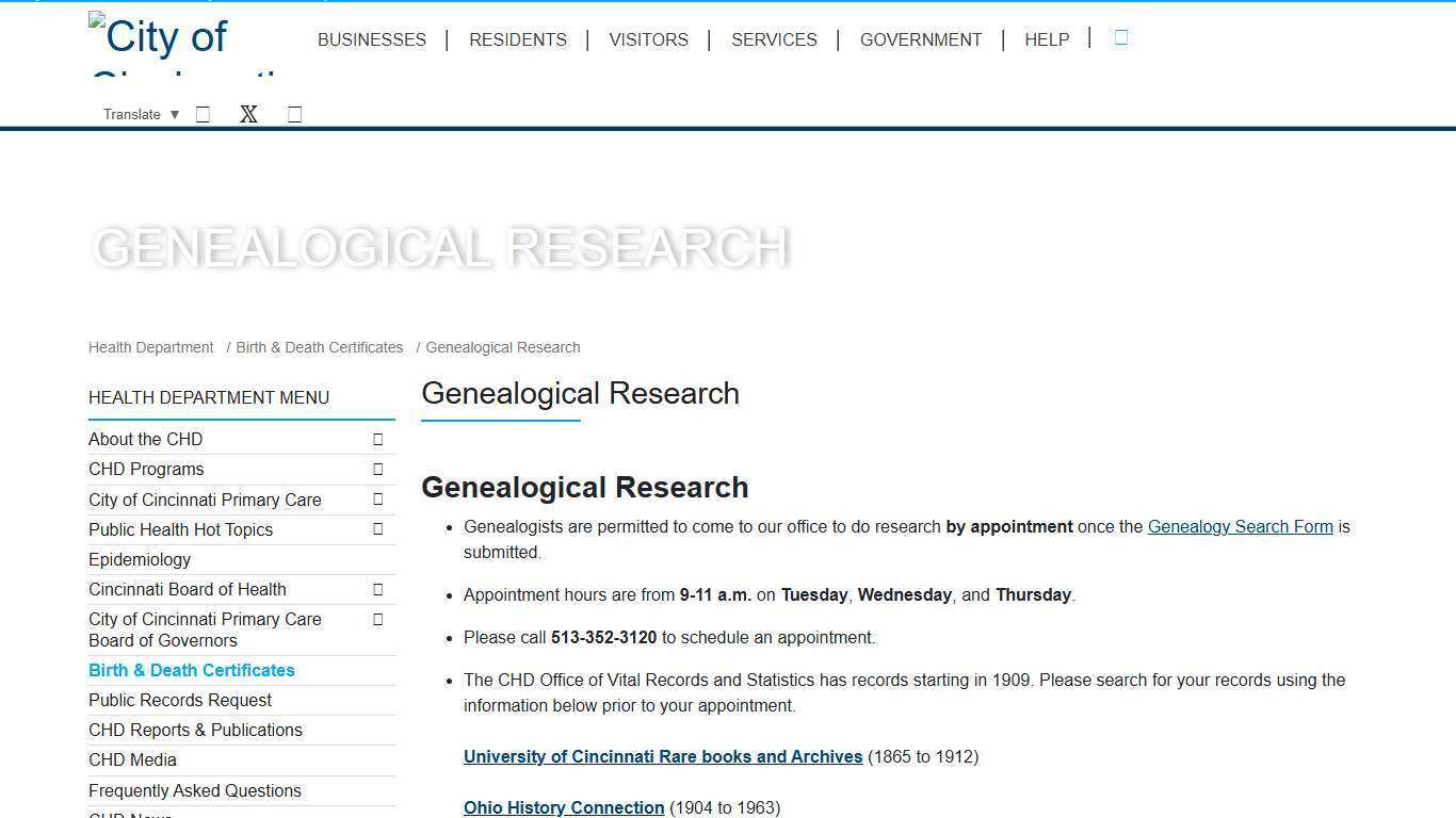 Genealogical Research - Health